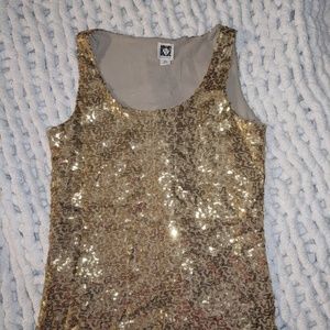 ANNE KLEIN gold sequin tank top
